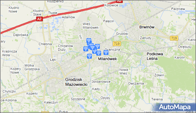mapa Milanówek, Milanówek na mapie Targeo