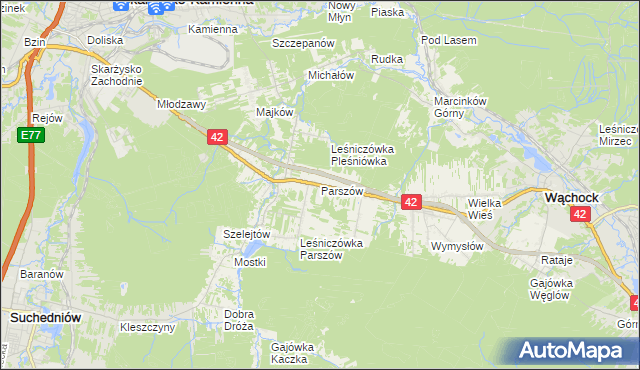 mapa Parszów, Parszów na mapie Targeo
