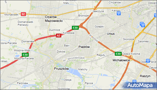 mapa Piastów powiat pruszkowski, Piastów powiat pruszkowski na mapie Targeo