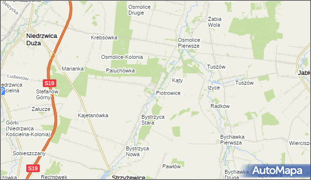 mapa Piotrowice gmina Strzyżewice, Piotrowice gmina Strzyżewice na mapie Targeo
