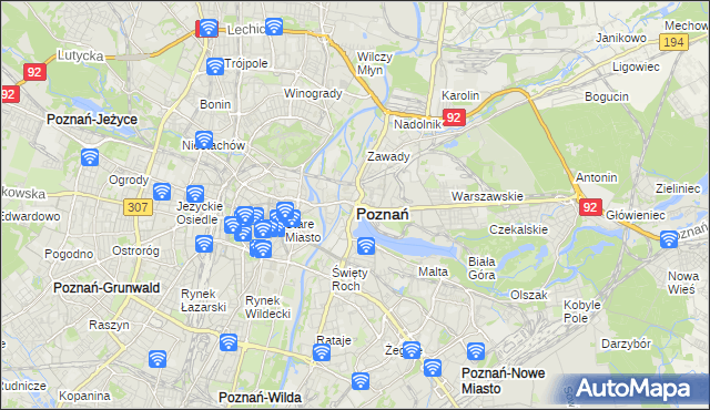 mapa Poznania, Poznań na mapie Targeo