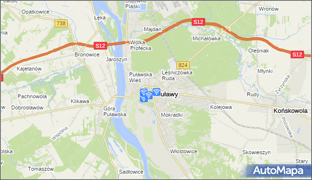 mapa Puław, Puławy na mapie Targeo
