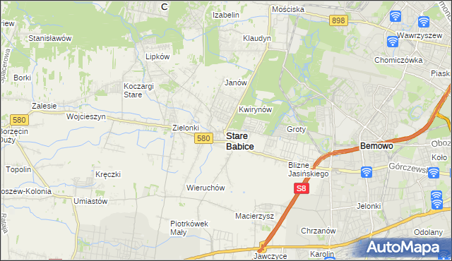 mapa Stare Babice, Stare Babice na mapie Targeo