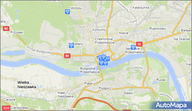 mapa Torunia, Toruń na mapie Targeo