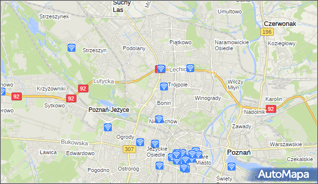 mapa Winiary gmina Poznań, Winiary gmina Poznań na mapie Targeo