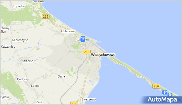 mapa Władysławowo powiat pucki, Władysławowo powiat pucki na mapie Targeo