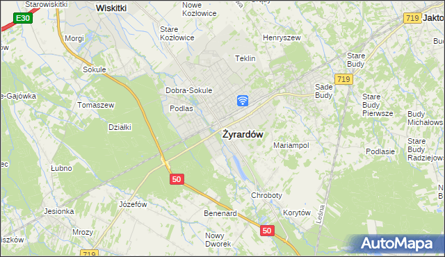 mapa Żyrardów, Żyrardów na mapie Targeo