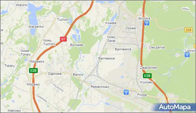 mapa Barniewice, Barniewice na mapie Targeo