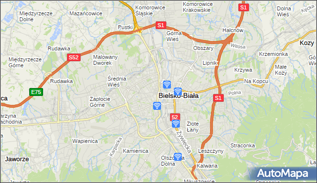 mapa Bielsko-Białej, Bielsko-Biała na mapie Targeo
