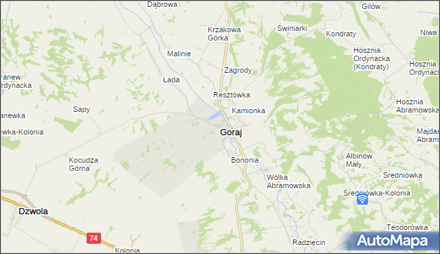 mapa Goraj powiat biłgorajski, Goraj powiat biłgorajski na mapie Targeo