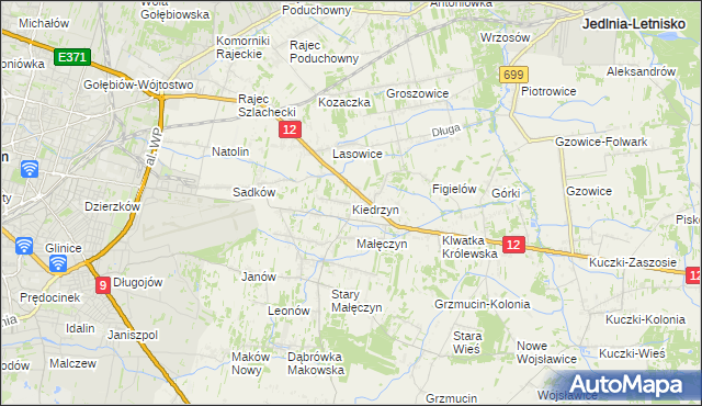 mapa Kiedrzyn gmina Gózd, Kiedrzyn gmina Gózd na mapie Targeo