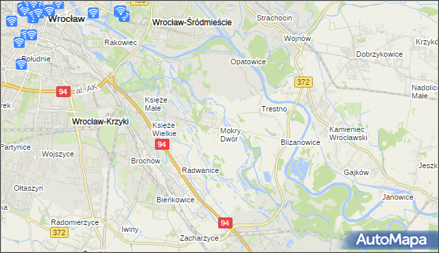 mapa Mokry Dwór gmina Siechnice, Mokry Dwór gmina Siechnice na mapie Targeo