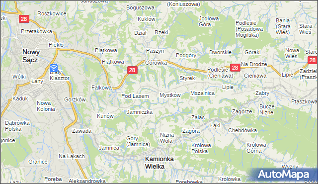mapa Mystków, Mystków na mapie Targeo