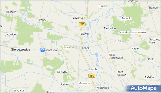 mapa Ołobok gmina Sieroszewice, Ołobok gmina Sieroszewice na mapie Targeo