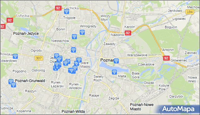 mapa Poznania, Poznań na mapie Targeo
