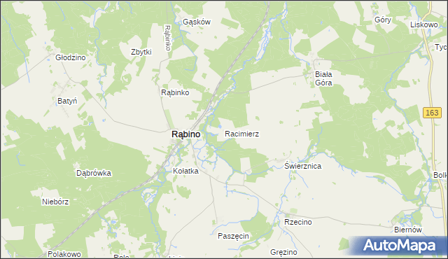mapa Racimierz gmina Rąbino, Racimierz gmina Rąbino na mapie Targeo