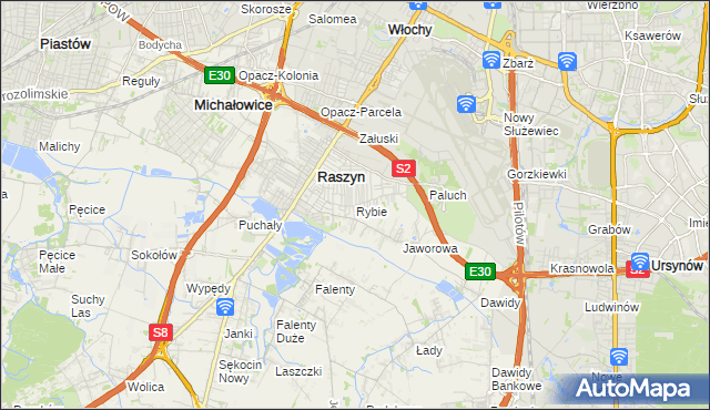 mapa Rybie gmina Raszyn, Rybie gmina Raszyn na mapie Targeo