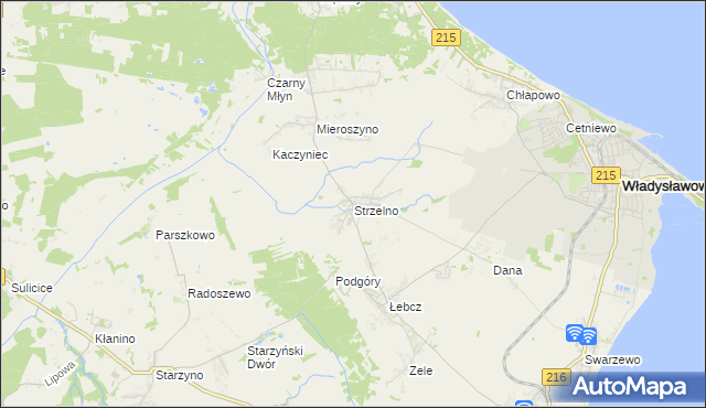 mapa Strzelno gmina Puck, Strzelno gmina Puck na mapie Targeo