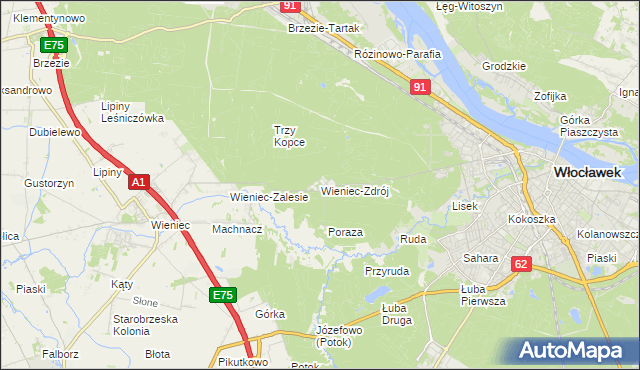 mapa Wieniec-Zdrój, Wieniec-Zdrój na mapie Targeo