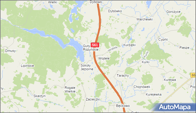 mapa Wojtele, Wojtele na mapie Targeo