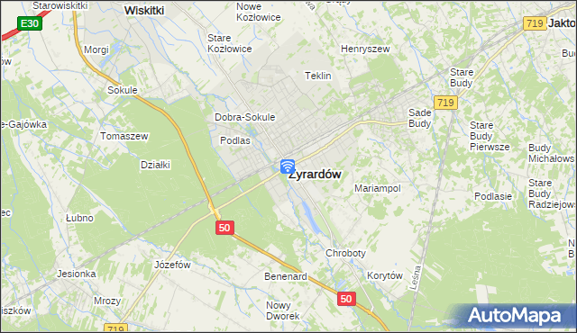 mapa Żyrardów, Żyrardów na mapie Targeo