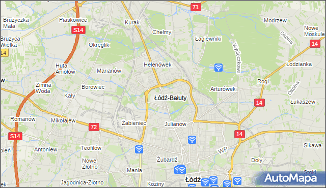 mapa Bałuty gmina Łódź, Bałuty gmina Łódź na mapie Targeo
