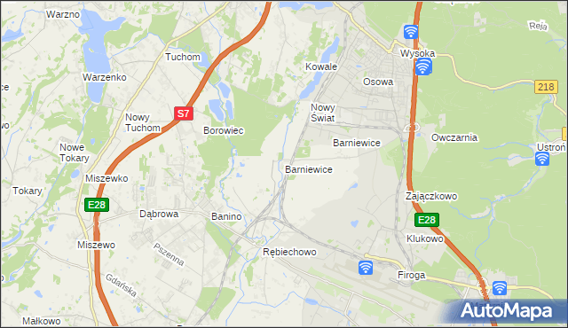 mapa Barniewice, Barniewice na mapie Targeo