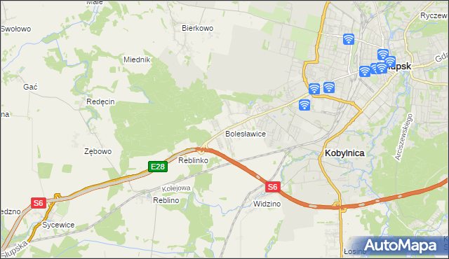 mapa Bolesławice gmina Kobylnica, Bolesławice gmina Kobylnica na mapie Targeo