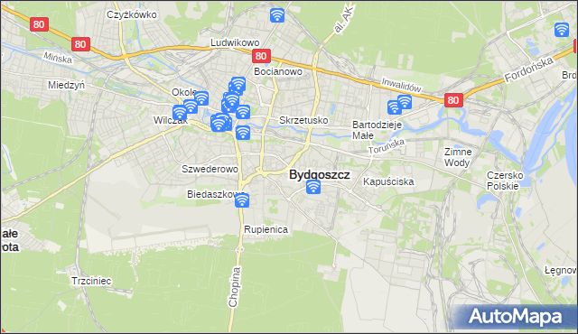 mapa Bydgoszczy, Bydgoszcz na mapie Targeo