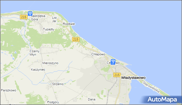mapa Chłapowo gmina Władysławowo, Chłapowo gmina Władysławowo na mapie Targeo