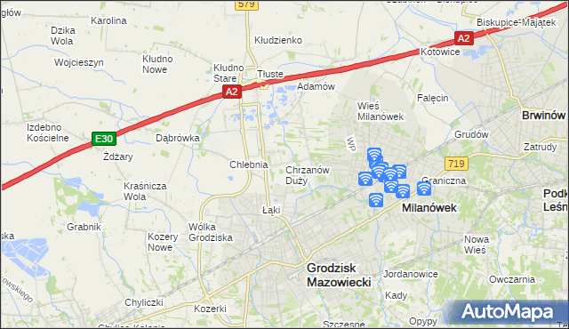 mapa Chrzanów Duży, Chrzanów Duży na mapie Targeo