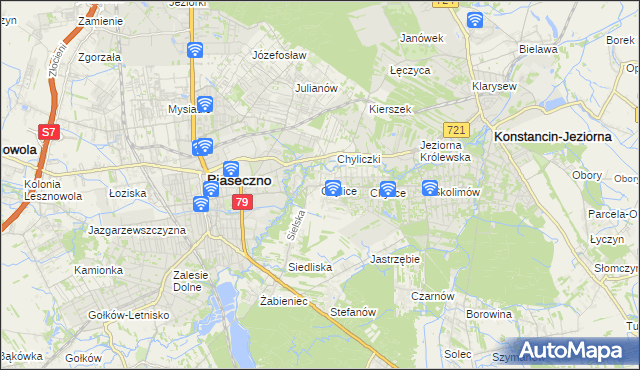 mapa Chylice gmina Piaseczno, Chylice gmina Piaseczno na mapie Targeo