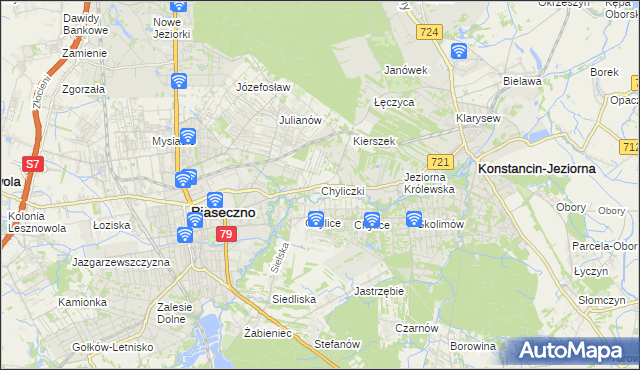 mapa Chyliczki gmina Piaseczno, Chyliczki gmina Piaseczno na mapie Targeo
