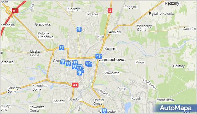 mapa Częstochowy, Częstochowa na mapie Targeo