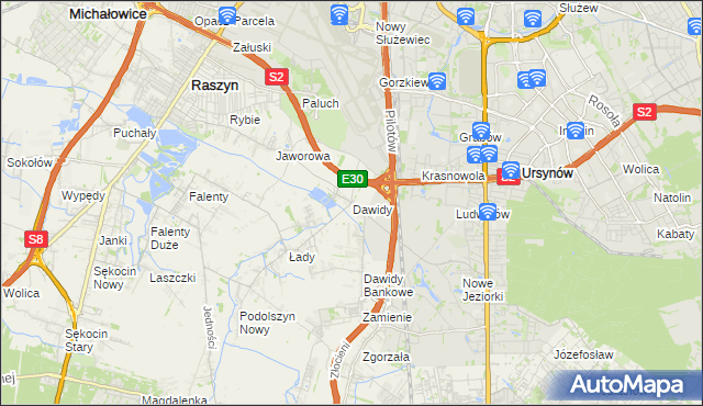 mapa Dawidy gmina Raszyn, Dawidy gmina Raszyn na mapie Targeo