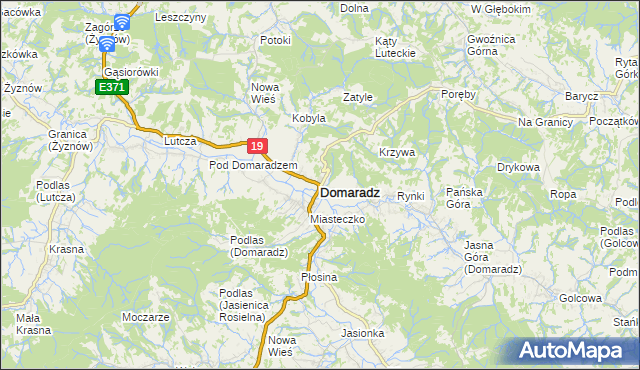 mapa Domaradz powiat brzozowski, Domaradz powiat brzozowski na mapie Targeo