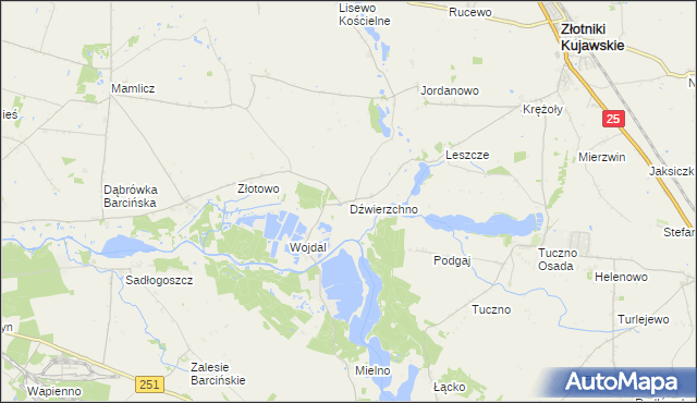 mapa Dźwierzchno, Dźwierzchno na mapie Targeo