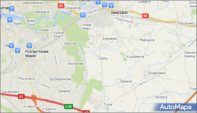 mapa Garby gmina Swarzędz, Garby gmina Swarzędz na mapie Targeo
