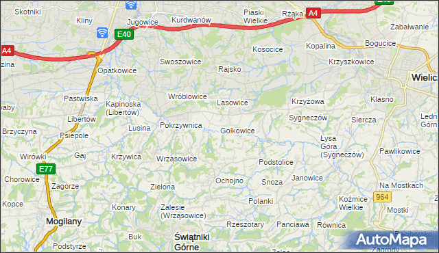 mapa Golkowice, Golkowice na mapie Targeo