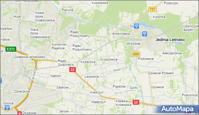 mapa Groszowice, Groszowice na mapie Targeo