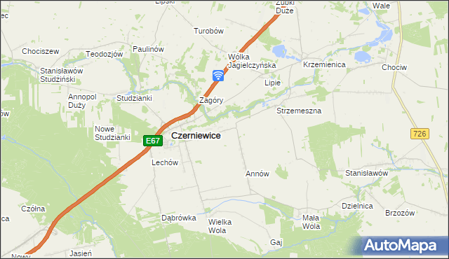mapa Józefów gmina Czerniewice, Józefów gmina Czerniewice na mapie Targeo