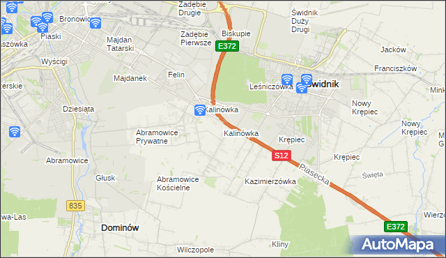 mapa Kalinówka gmina Głusk, Kalinówka gmina Głusk na mapie Targeo