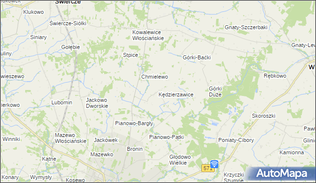 mapa Kędzierzawice, Kędzierzawice na mapie Targeo