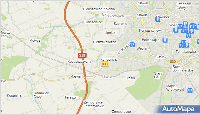 mapa Konopnica powiat lubelski, Konopnica powiat lubelski na mapie Targeo