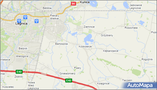 mapa Koskowice, Koskowice na mapie Targeo