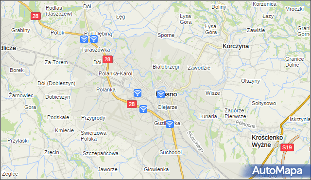 mapa Krosna, Krosno na mapie Targeo
