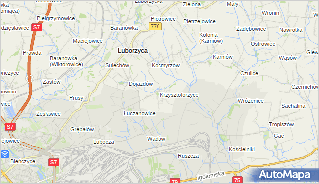 mapa Krzysztoforzyce, Krzysztoforzyce na mapie Targeo
