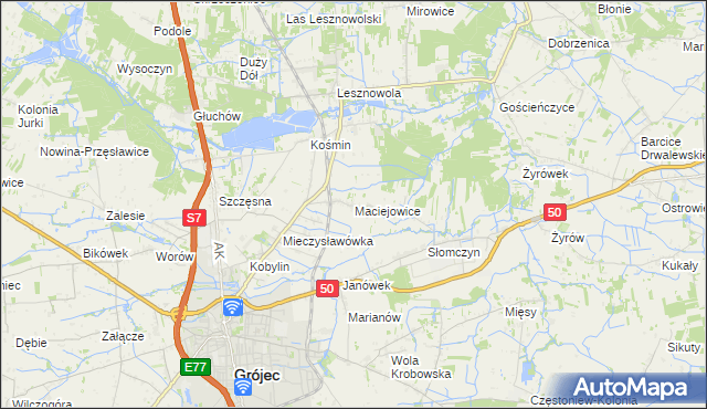 mapa Maciejowice gmina Grójec, Maciejowice gmina Grójec na mapie Targeo