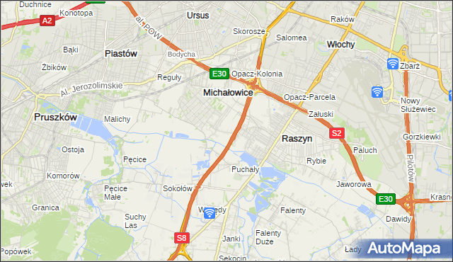 mapa Michałowice-Wieś, Michałowice-Wieś na mapie Targeo