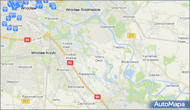 mapa Mokry Dwór gmina Siechnice, Mokry Dwór gmina Siechnice na mapie Targeo